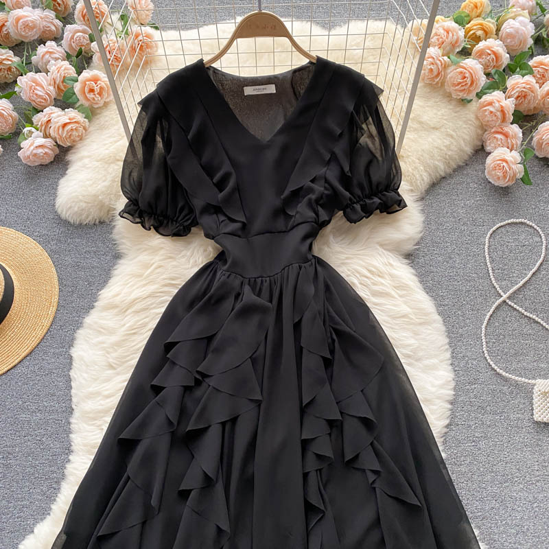 Cute v neck chiffon short dress fashion dress  471