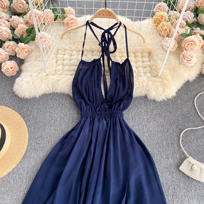 Sexy chiffon backless A line dress  578