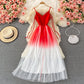 Cute gradient v neck tulle short dress fashion dress  453