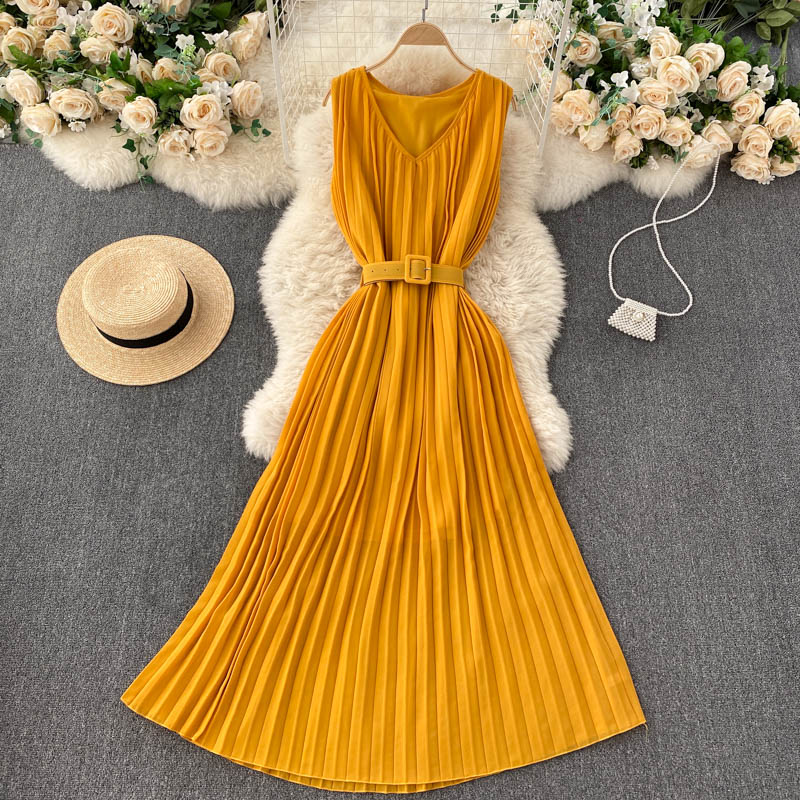 Simple v neck A line dress fashion dress  572