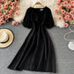 Robe trapèze à col rond et jolie robe tendance 505