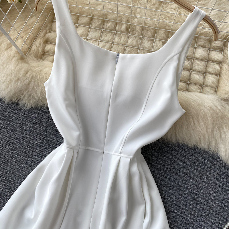 White A line short dress fashion dress  461