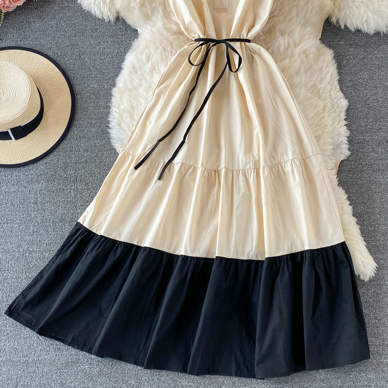 Stylish contrast A line dress  567