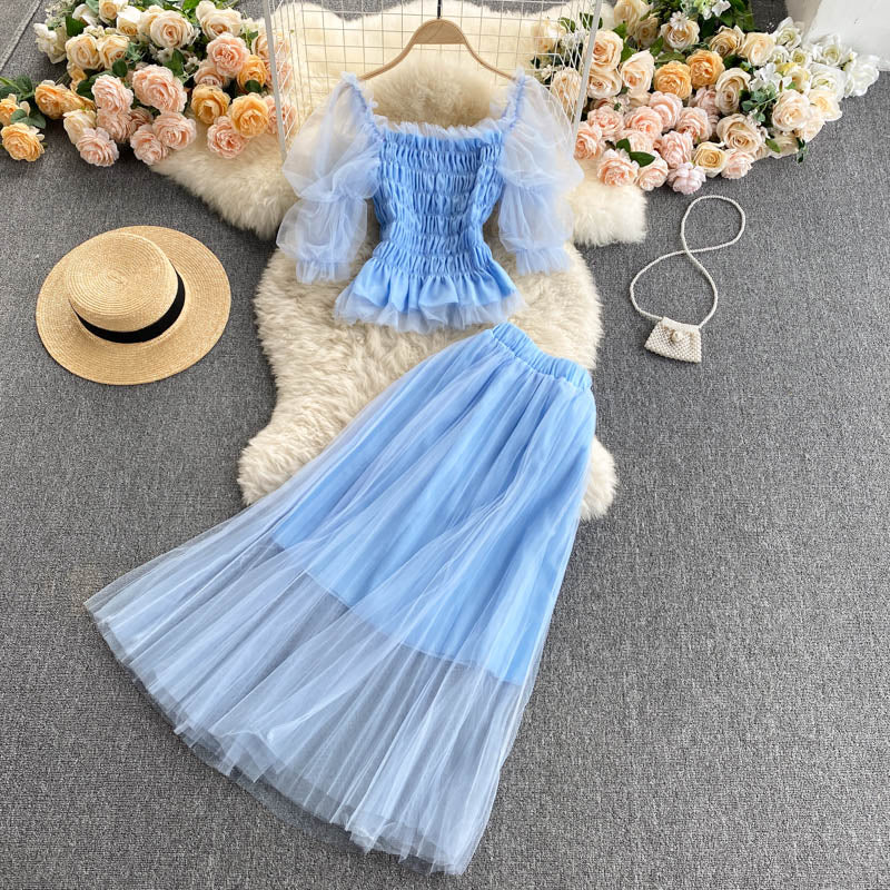 Sweet two-piece tulle dress  591