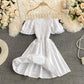 Robe courte à épaules dénudées et jolie ligne A, robe tendance 594