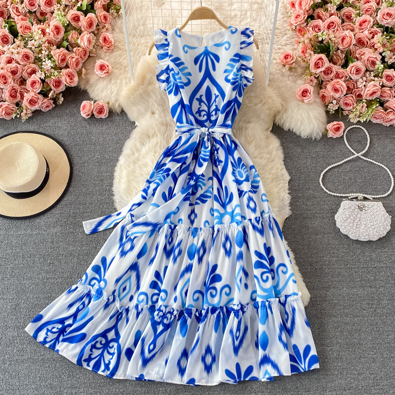 Robe trapèze à col rond et jolie robe tendance 504