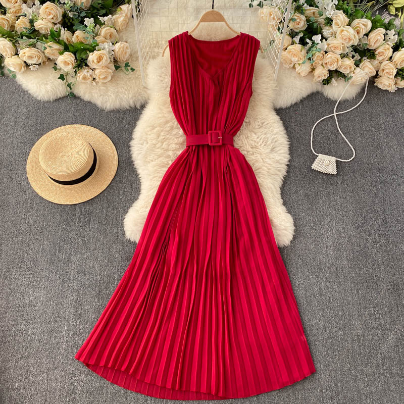 Simple v neck A line dress fashion dress  572