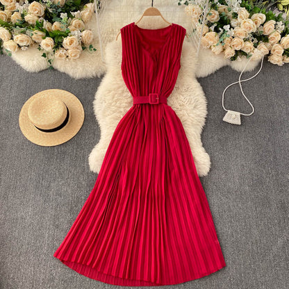 Simple v neck A line dress fashion dress  572