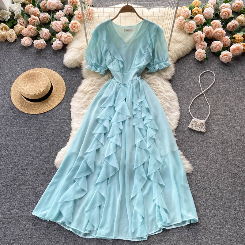 Cute v neck chiffon short dress fashion dress  471