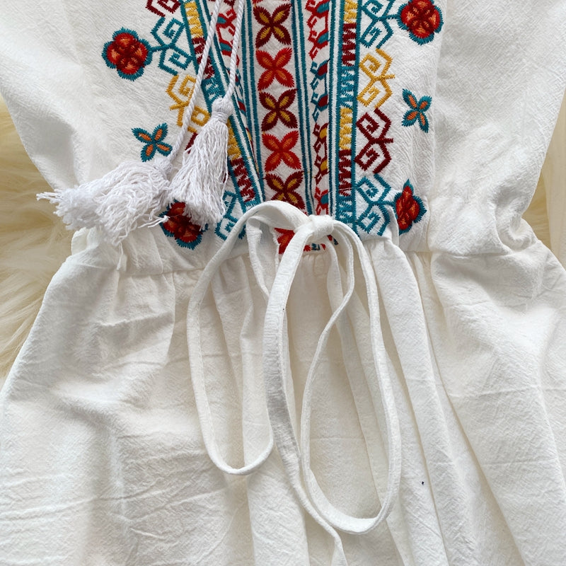 Cute embroidered long sleeve dress  484