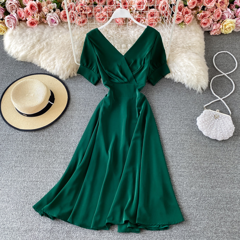Cute v neck short dress fashion dress  589
