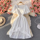 Weißes kurzes Kleid in A-Linie Modekleid 488