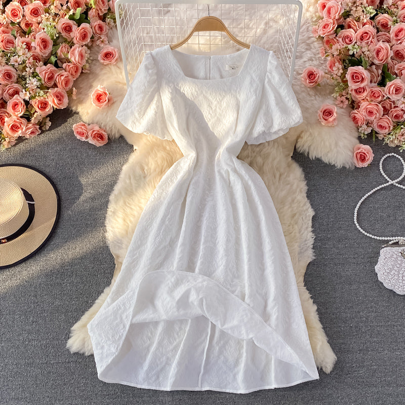 Weißes kurzes Kleid in A-Linie Modekleid 488