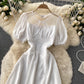Robe courte transparente à coupe trapèze mignonne, robe tendance 579