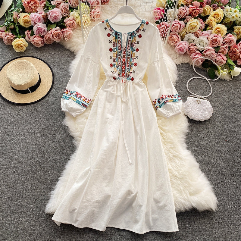 Cute embroidered long sleeve dress  484