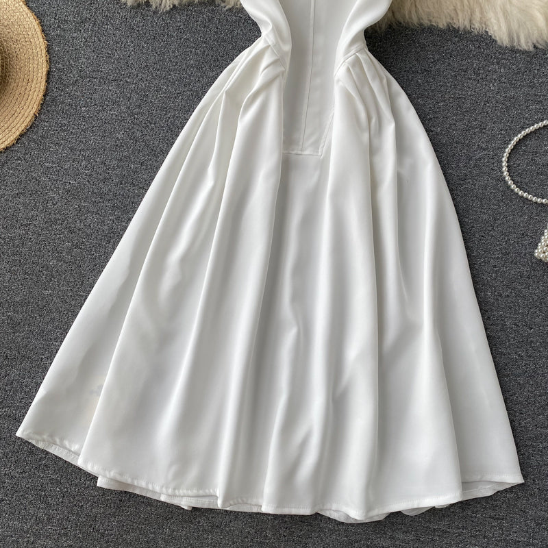 White A line short dress fashion dress  461