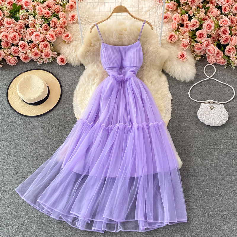 Cute tulle A line dress fashion dress  416