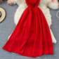 Red chiffon short A line dress fashion dress  452