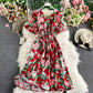 Cute v neck floral dress fashion dress  483