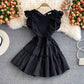 Cute round neck short dress party dress  525