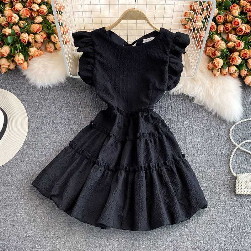 Cute round neck short dress party dress  525