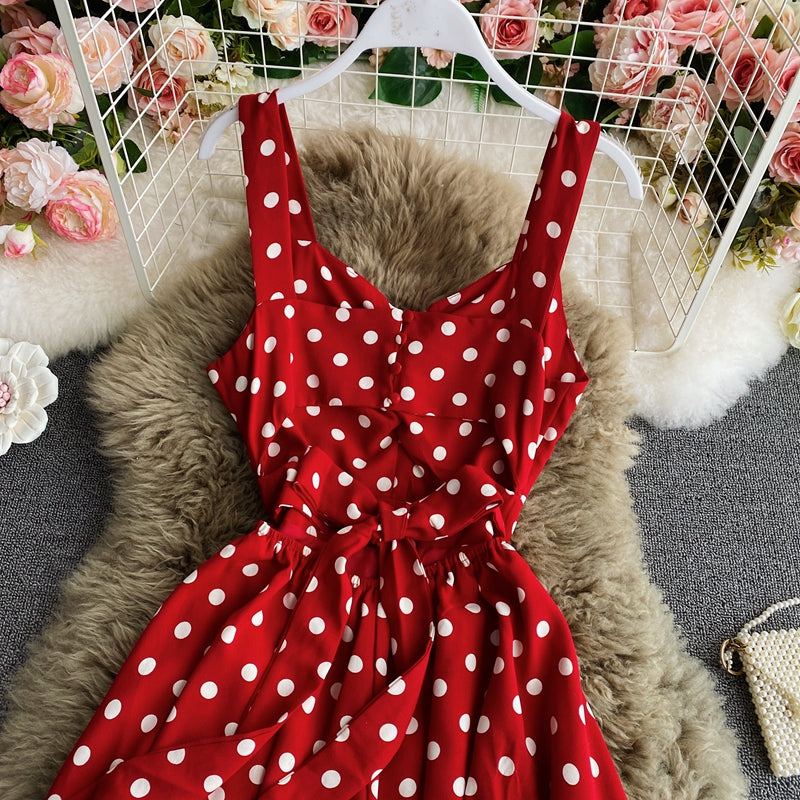 Red polka dot A line dress  482
