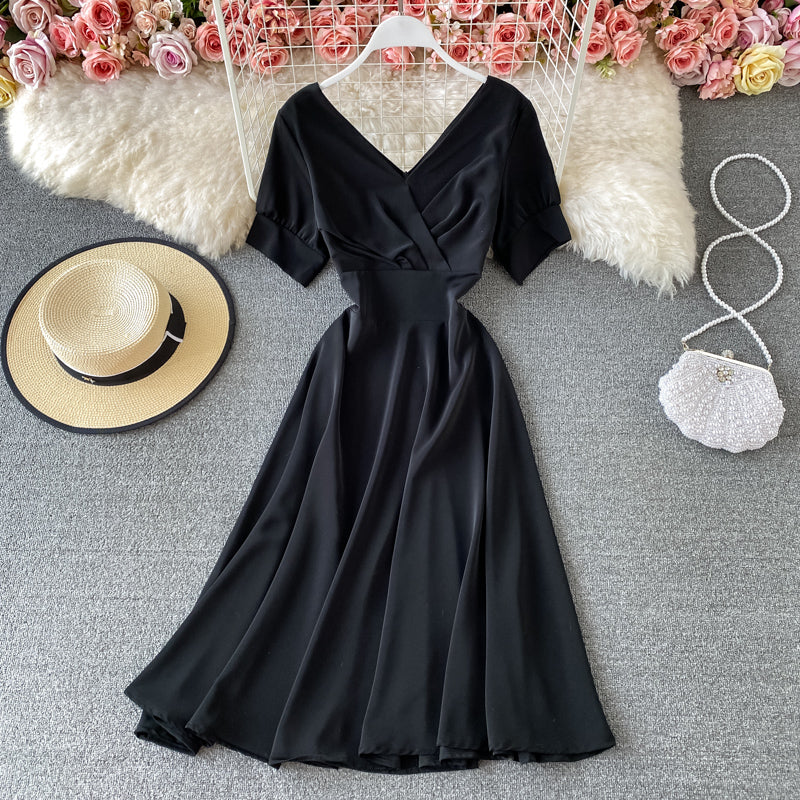 Cute v neck short dress fashion dress  589
