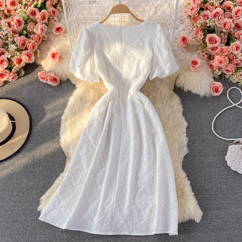 Weißes kurzes Kleid in A-Linie Modekleid 488