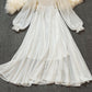 White chiffon long sleeve dress fashion dress  455
