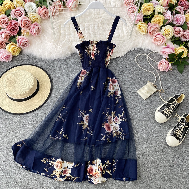 Cute floral A line short dress fashion dress  566