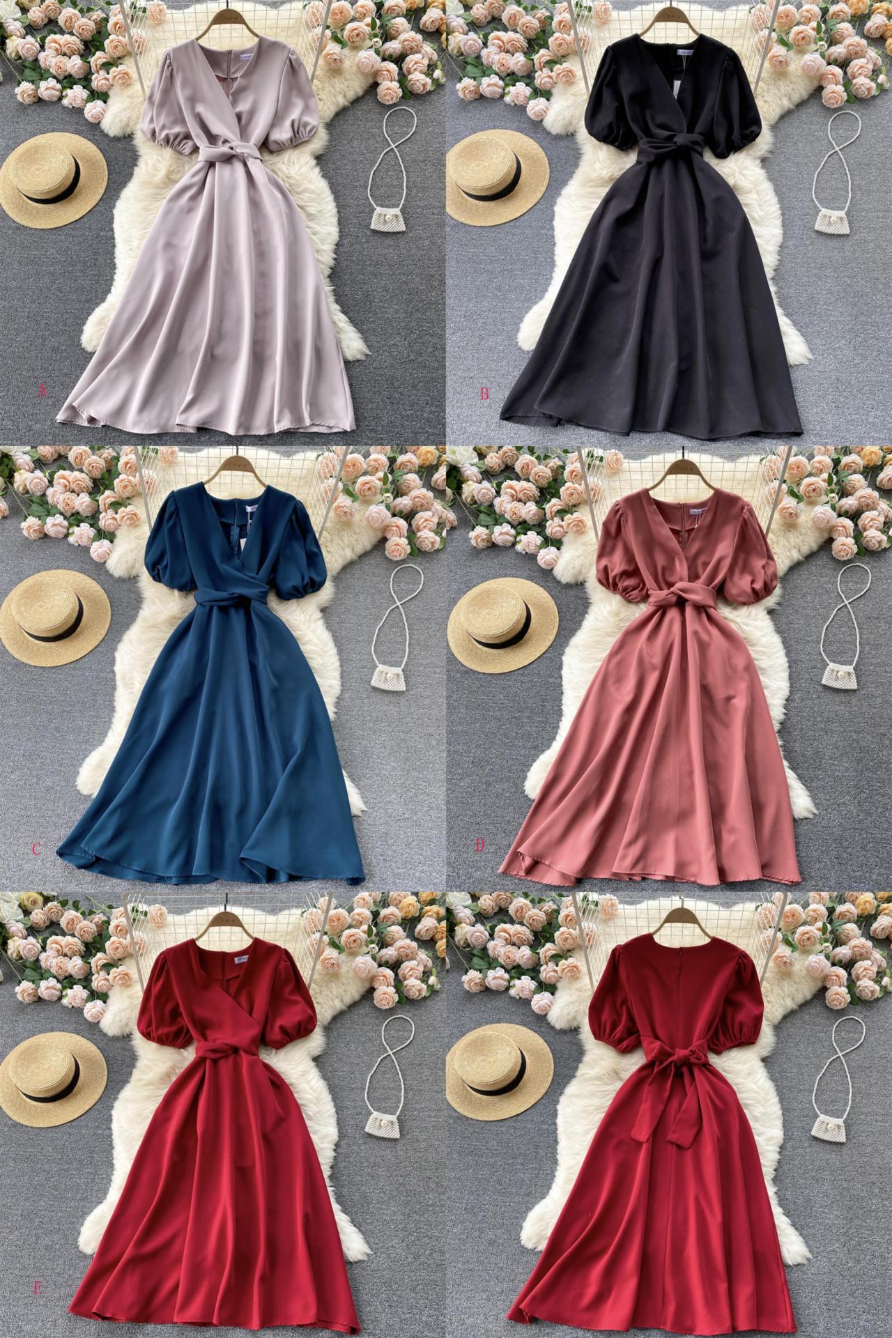 Simple v neck short dress fashion dress  512