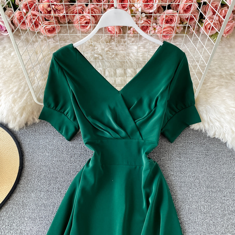 Cute v neck short dress fashion dress  589