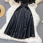 Black A line short dress black fashion dress  465