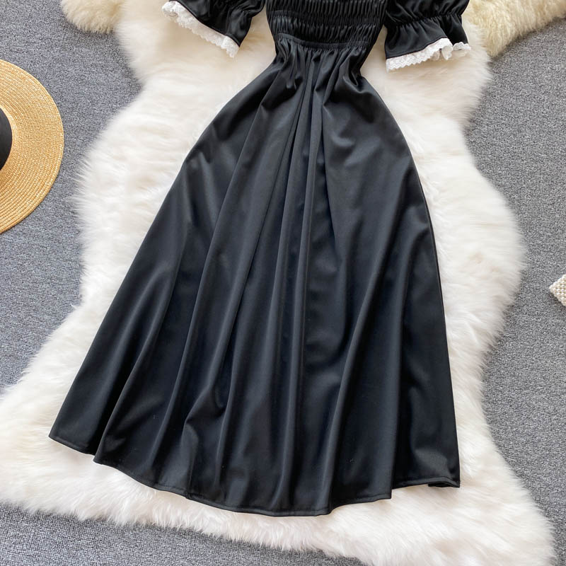 Black A line short dress black fashion dress  465