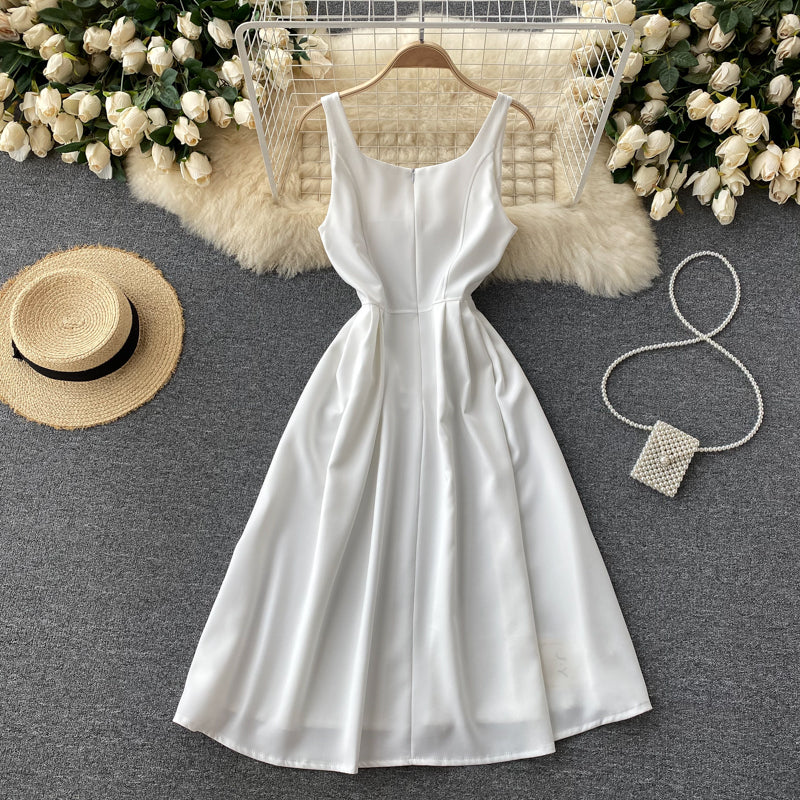 White A line short dress fashion dress  461
