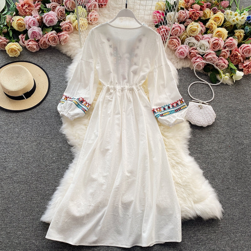Cute embroidered long sleeve dress  484