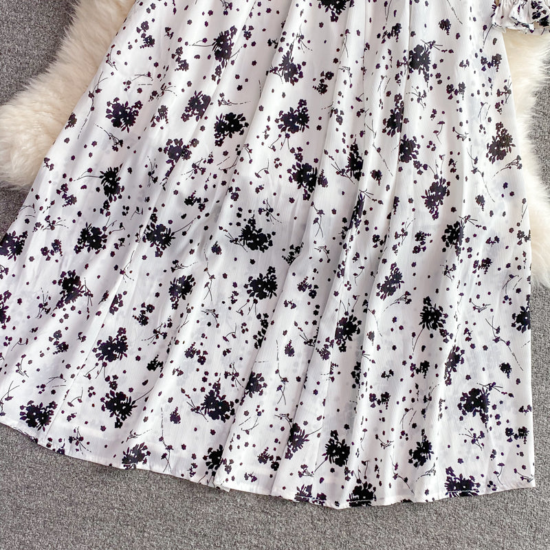 Süßes Langarmkleid mit V-Ausschnitt, modisches Kleid 463