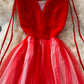 Cute gradient v neck tulle short dress fashion dress  453