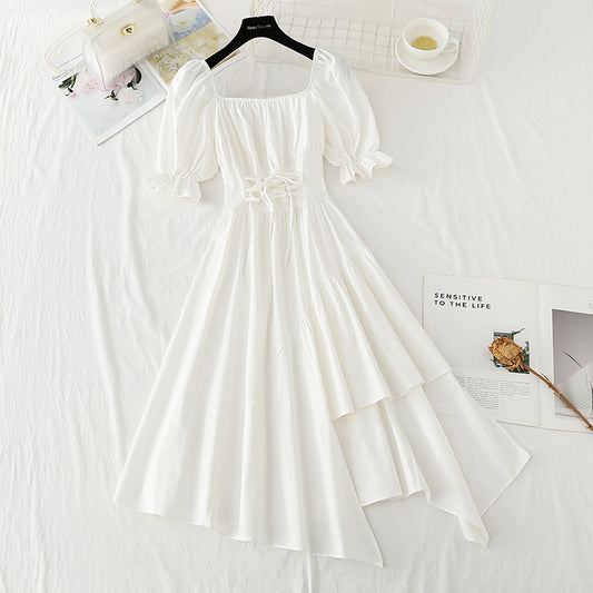 Süßes unregelmäßiges A-Linien-Modekleid 477
