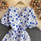 Cute V-neck flower dress fashion dress  573