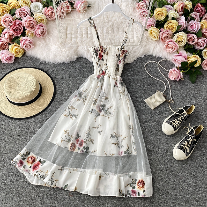 Cute floral A line short dress fashion dress  566