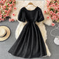 Robe courte trapèze à col rond et jolie robe tendance 498