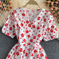 Cute V-neck flower dress fashion dress  573