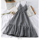 Jolie robe à carreaux à col en V Robe trapèze tendance 500