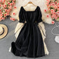 Black A line short dress fashion dress  487