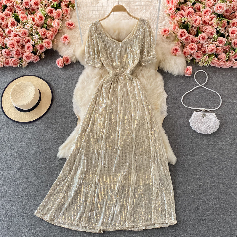 Shiny sequins long dress fashion dress  507