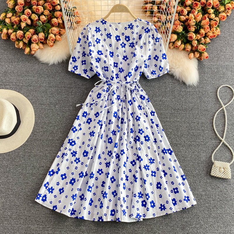 Cute V-neck flower dress fashion dress  573