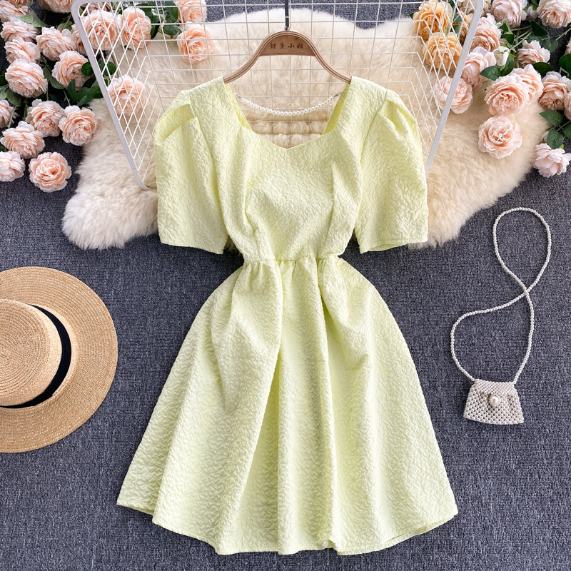 Cute A line short dress with bow  581