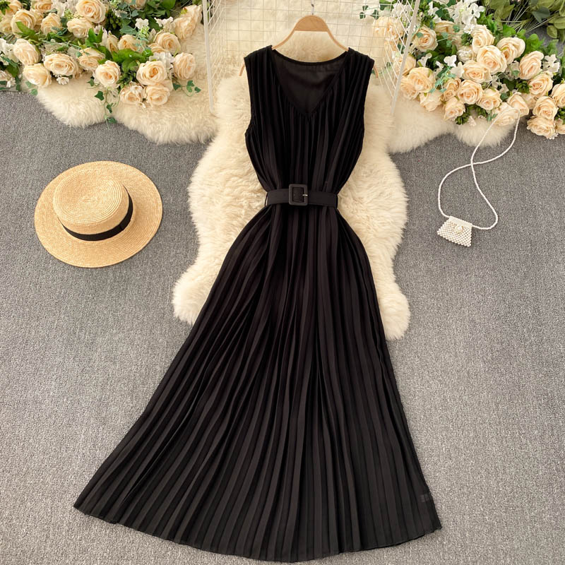 Simple v neck A line dress fashion dress  572