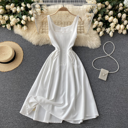 Weißes kurzes Kleid in A-Linie Modekleid 461